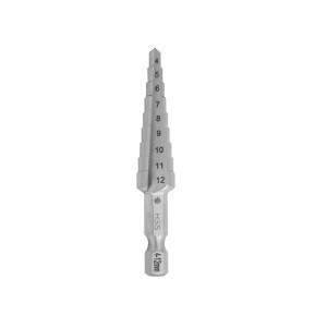 Vrták stupňovitý 4-12mm HSS - 9stupňov 4Czech so stopkou 1/4" priama drážka