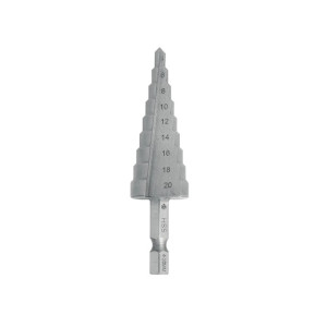 Vrták stupňovitý 4-20mm HSS - 9stupňov 4Czech so stopkou 1/4" priama drážka Vrták stupňovitý 4-20mm HSS - 9stupňov 4Czech so stopkou 1/4" priama drážka
